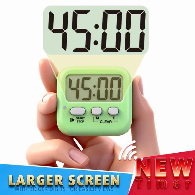 Alt view image 3 of 7 - 2 Pack Digital Timer for Kids, Magnetic Countdown Kitchen Timers for Cooking, Egg, Classroom, Teacher, Exercise, Study, Oven - Battery Included