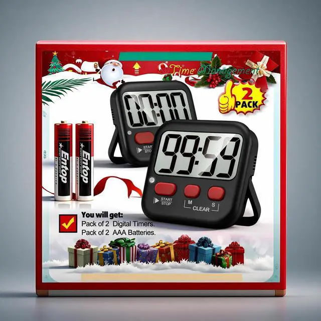 Alt view image 7 of 7 - 2 Pack Digital Timer for Kids, Magnetic Countdown Kitchen Timers for Cooking, Egg, Classroom, Teacher, Exercise, Study, Oven - Battery Included