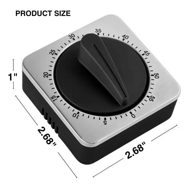 Alt view image 3 of 7 - Mechanical Kitchen Timer Magnetic with Loud Alarm, 60-Minute Manual Wind Up Analog Countdown Timer with Stainless Steel Scale, No Batteries for Chef Cooking, Baking, Egg, Oven, Seniors