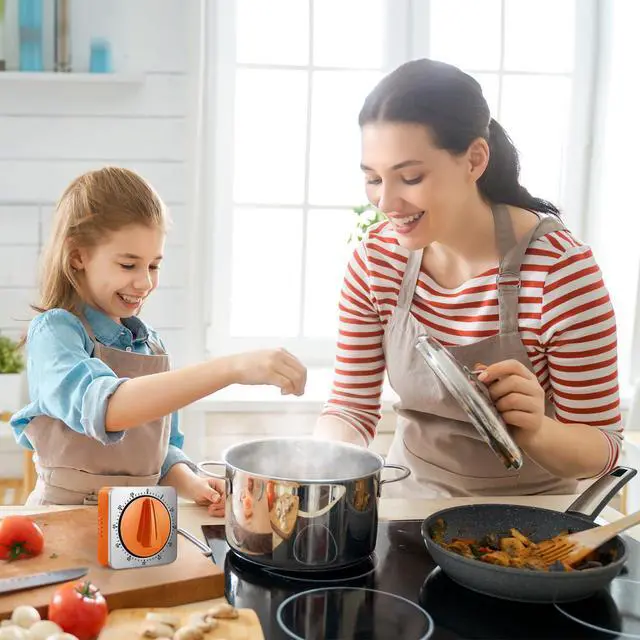 Alt view image 2 of 7 - Orange Kitchen Timers for Cooking, Chef Cooking Timer Clock with Loud Alarm,100% Mechanical Desk Timer - No Batteries Required - Magnetic Backing, Exquisite Stainless Steel Body - Countdown Reminder