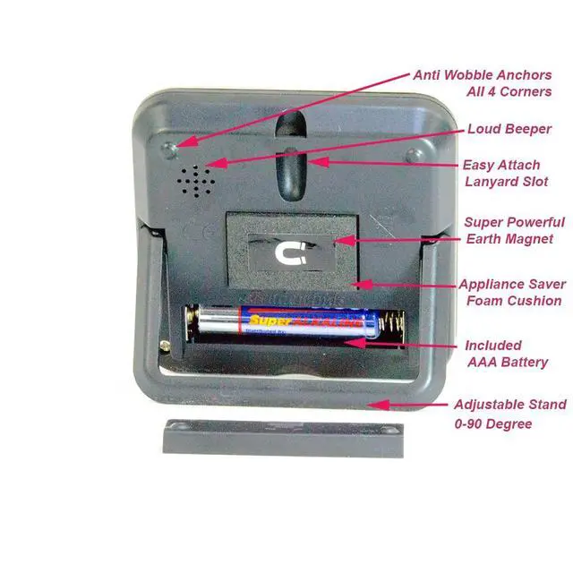Alt view image 3 of 6 - Elegant Digital Kitchen Timer Stainless Steel - Plumberry - Strong Magnetic Back - Kickstand - Loud Alarm - Large Display - Auto Memory - Auto Shut-Off - Model eT-24 (Plumberry)