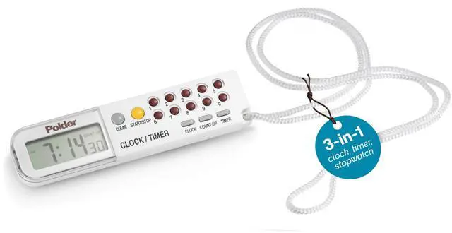 Main image of Combination Clock, Timer and Stopwatch with Large, Easy-to-Read Digital Display, White