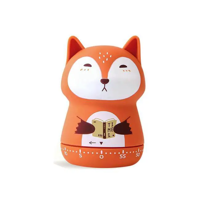 Main image of Mechanical Kitchen Timer, Cute Animal Wind Up 60 Minutes Manual Countdown for Kids, Classroom, Home, Study and Cooking (Orange Fox)