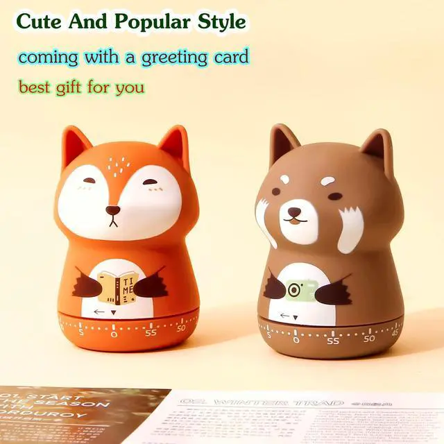 Alt view image 5 of 7 - Mechanical Kitchen Timer, Cute Animal Wind Up 60 Minutes Manual Countdown for Kids, Classroom, Home, Study and Cooking (Orange Fox)