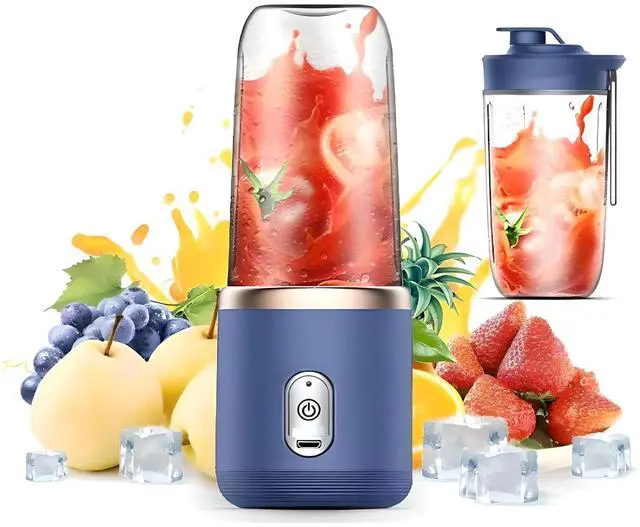 Main image of Portable Blender 14oz for Juices & Smoothies with 6 blades Puwerful performances Fusion Blender | USB Rechargeable, Lid, Cup included | Fit for travel and outdoor activities (Navy Blue)