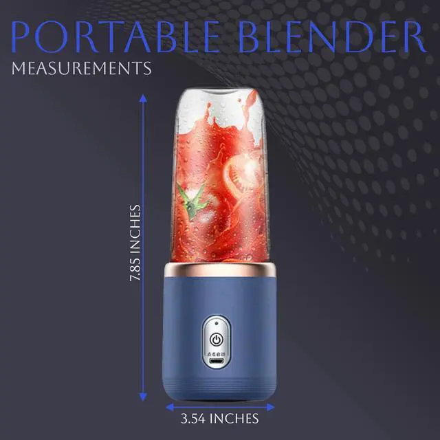 Alt view image 5 of 7 - Portable Blender 14oz for Juices & Smoothies with 6 blades Puwerful performances Fusion Blender | USB Rechargeable, Lid, Cup included | Fit for travel and outdoor activities (Navy Blue)