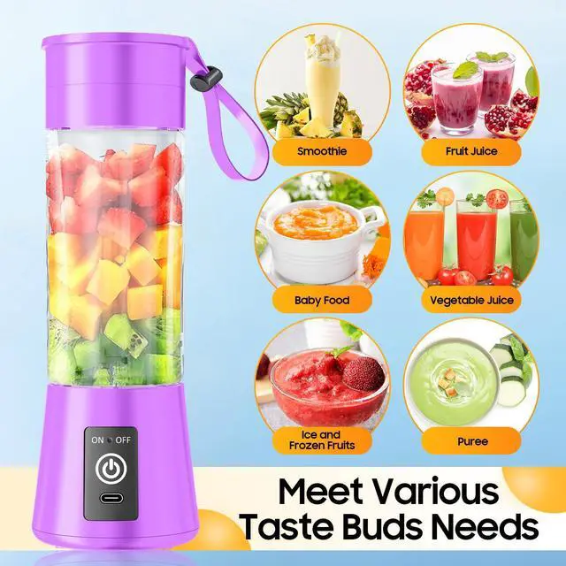 Alt view image 2 of 7 - 2026 Newly Upgraded Portable Smoothie Blender - Cordless Personal Blender Type-C Rechargeable, 13Oz Juice Cup BAP Free, 20,000Rpm Speed Powerful Blending, Freshly Squeezed in Sports/Office