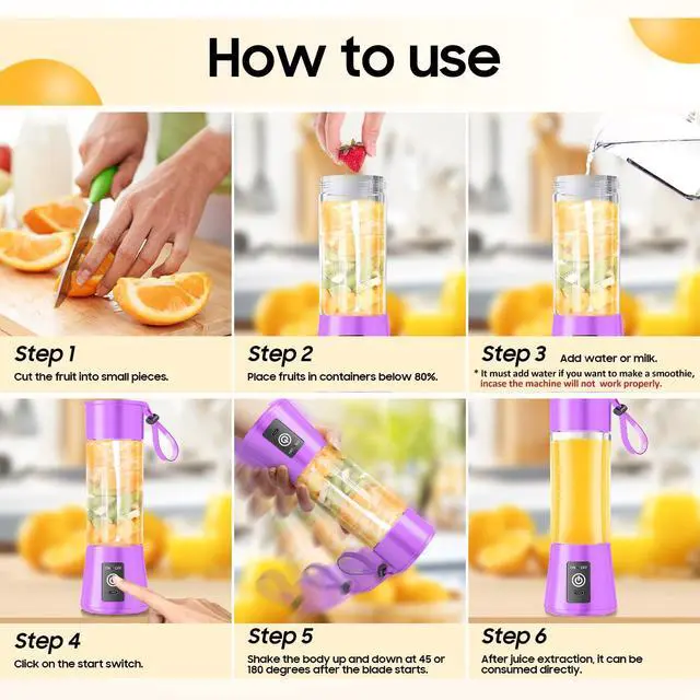 Alt view image 5 of 7 - 2026 Newly Upgraded Portable Smoothie Blender - Cordless Personal Blender Type-C Rechargeable, 13Oz Juice Cup BAP Free, 20,000Rpm Speed Powerful Blending, Freshly Squeezed in Sports/Office