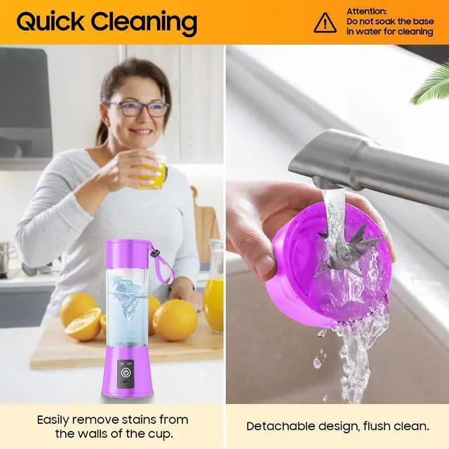 Alt view image 7 of 7 - 2026 Newly Upgraded Portable Smoothie Blender - Cordless Personal Blender Type-C Rechargeable, 13Oz Juice Cup BAP Free, 20,000Rpm Speed Powerful Blending, Freshly Squeezed in Sports/Office