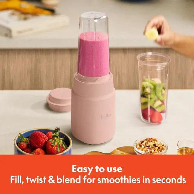 Alt view image 2 of 7 - 6 Pcs Portable Rocket Blender, Juicer & Smoothie Maker, Press & Twist Design, EverGood & BPA Free Dishwasher Safe Parts, 4 Tip Stainless Steel Blade, Cord Wrap, 240 Watt Motor, Blossom