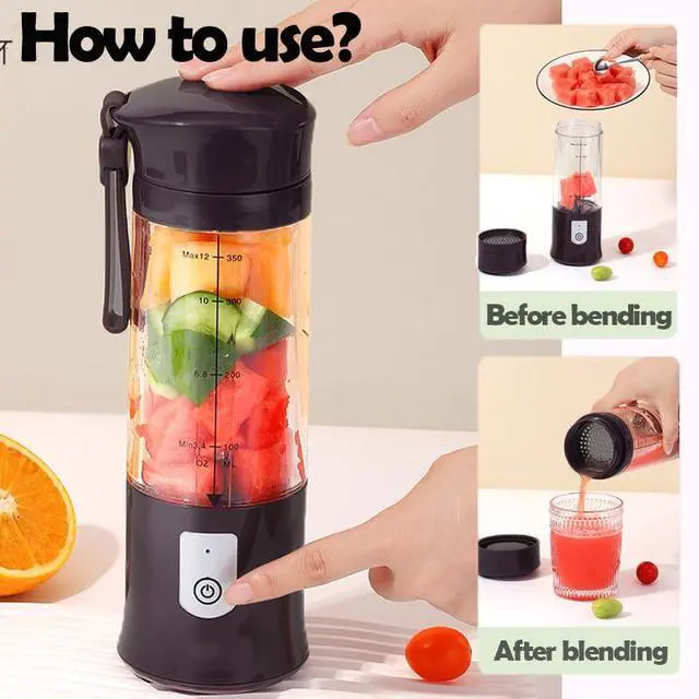 Alt view image 5 of 7 - Personal Blender for Shakes and Smoothies, Portable Blender, Mini Small Juice Mixer machine for Kitchen, Office, Gym, 4000mAh,(Black)