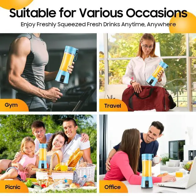 Alt view image 4 of 7 - Portable Blender for Smoothies & Shakes - Cordless Personal Size Mini Blender with BAP Free Juice Cup, USB Rechargeable Suit for Sports/Picnic