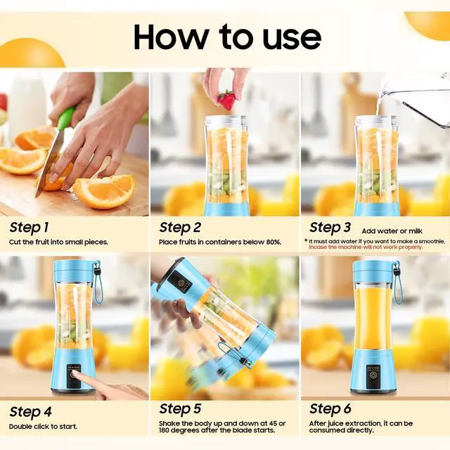 Alt view image 5 of 7 - Portable Blender for Smoothies & Shakes - Cordless Personal Size Mini Blender with BAP Free Juice Cup, USB Rechargeable Suit for Sports/Picnic