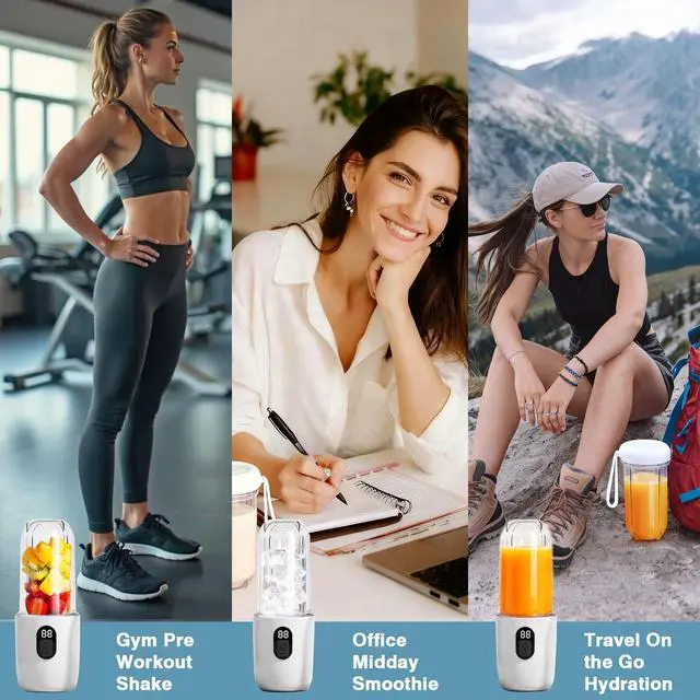 Alt view image 3 of 7 - Personal Blender, Portable Blender for Shakes and Smoothies, 17oz Mini Blenders with 16 Blades, Safety Lock, USB C Rechargeable Juice Mixer with Extra Lid for Travel, Office Gym, Home