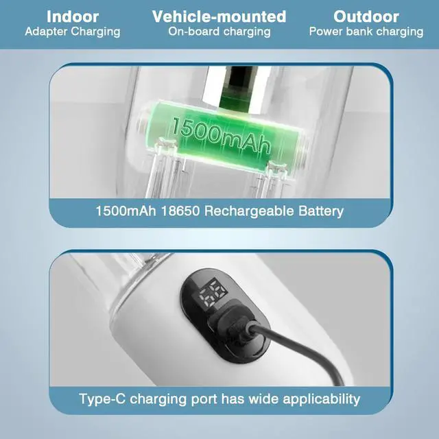 Alt view image 4 of 7 - Personal Blender, Portable Blender for Shakes and Smoothies, 17oz Mini Blenders with 16 Blades, Safety Lock, USB C Rechargeable Juice Mixer with Extra Lid for Travel, Office Gym, Home