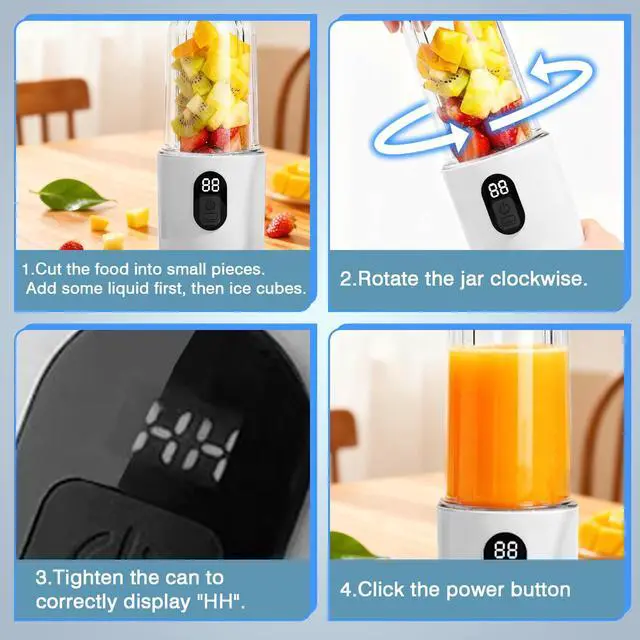 Alt view image 6 of 7 - Personal Blender, Portable Blender for Shakes and Smoothies, 17oz Mini Blenders with 16 Blades, Safety Lock, USB C Rechargeable Juice Mixer with Extra Lid for Travel, Office Gym, Home