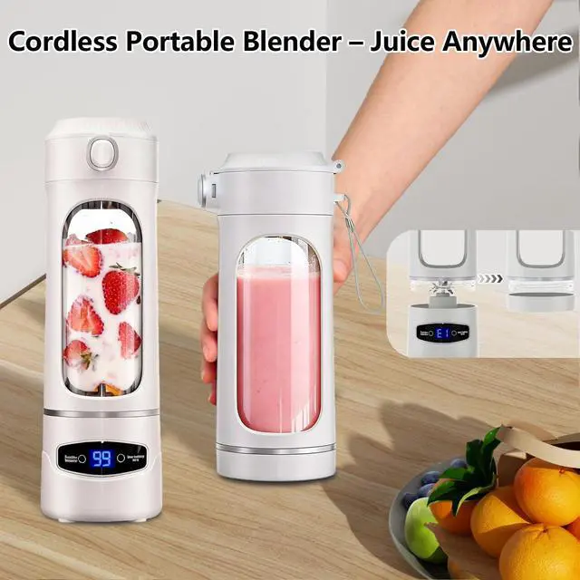 Alt view image 5 of 7 - Portable Personal Blender 600ML Mini Blender USB Rechargeable, 12-Blade Personal Size Smoothie & Shake Maker with 3 Timed Modes for Travel, Digital Display, Gym & Home