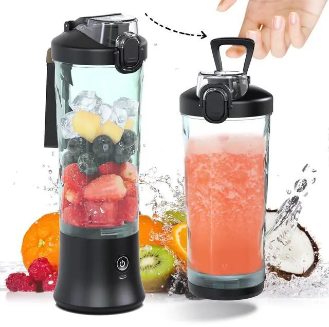 Main image of Portable Blender 20oz Vessel, Cordless Personal Size Blend with 6 Blade and a Travel Lid (Elegant Black)