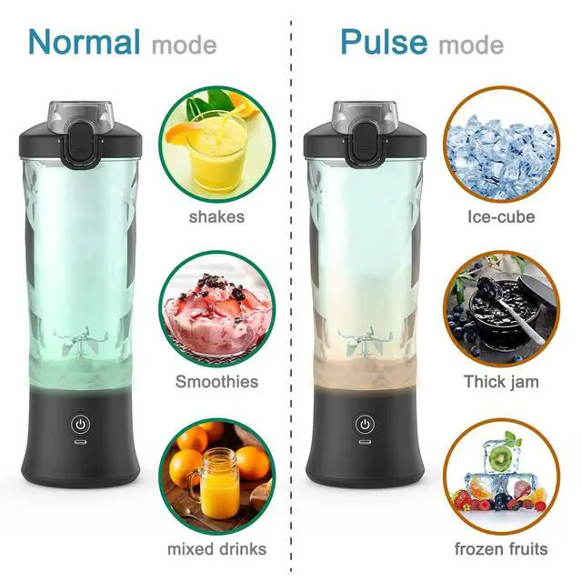 Alt view image 5 of 7 - Portable Blender 20oz Vessel, Cordless Personal Size Blend with 6 Blade and a Travel Lid (Elegant Black)