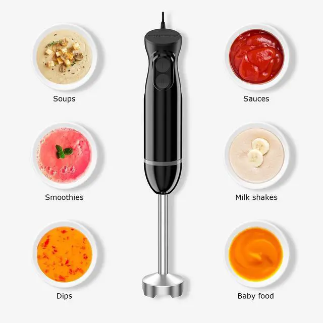 Alt view image 3 of 7 - Hand Blender, Immersion Blender with 2 Mixing Speed, Electric Handheld Mixer Portable Stick Mixer with Stainless Steel Blades for Soup, Smoothie, Puree, Baby Food