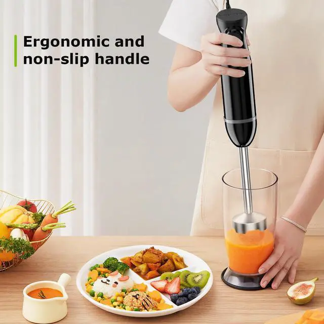 Alt view image 6 of 7 - Hand Blender, Immersion Blender with 2 Mixing Speed, Electric Handheld Mixer Portable Stick Mixer with Stainless Steel Blades for Soup, Smoothie, Puree, Baby Food