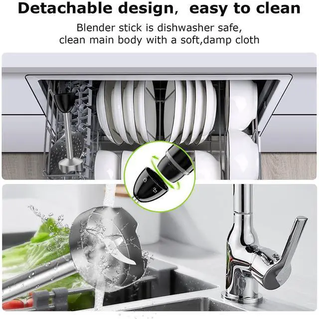 Alt view image 7 of 7 - Hand Blender, Immersion Blender with 2 Mixing Speed, Electric Handheld Mixer Portable Stick Mixer with Stainless Steel Blades for Soup, Smoothie, Puree, Baby Food