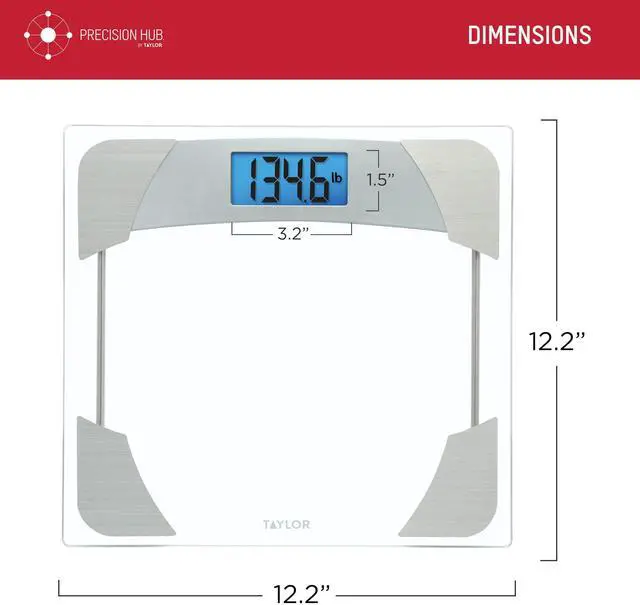 Alt view image 3 of 7 - Digital Scales for Body Weight, 400 LB Capacity, Unique Blue LCD, Stainless Steel Accents, Glass Platform, 12.2 x 12.2 Inches, Clear