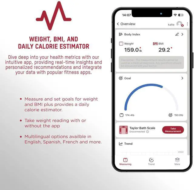 Alt view image 5 of 7 - Digital Scales for Body Weight, 400 LB Capacity, Unique Blue LCD, Stainless Steel Accents, Glass Platform, 12.2 x 12.2 Inches, Clear