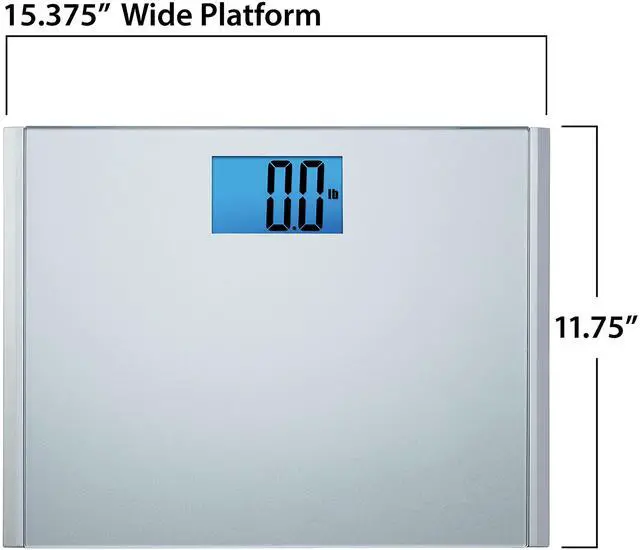 Alt view image 4 of 7 - Precision Plus Digital Bathroom Scale, 440-lb Capacity, Wide Platform Body Analyzer with Step-On Technology, Stable Home Fitness Device for Weight Management, Grey