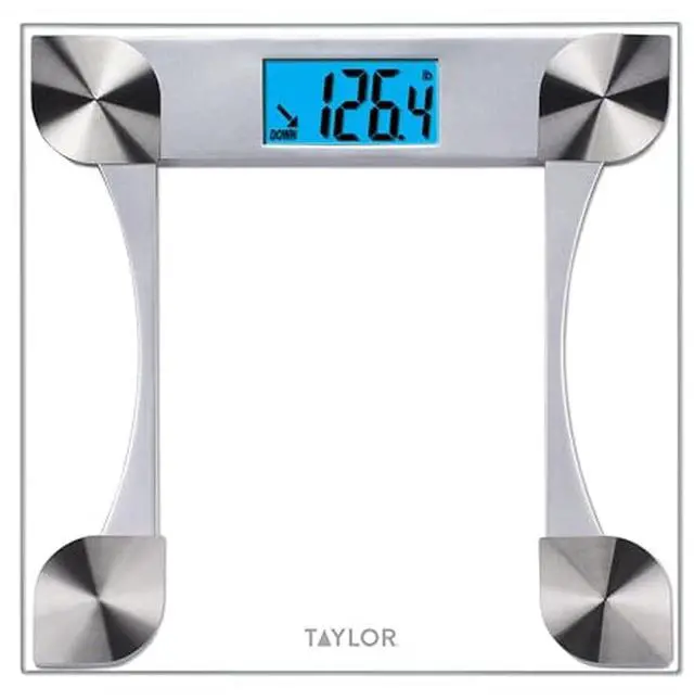 Main image of Digital Glass Scale, Tracks Body Weight with Dependable Readings, Bathroom Device Measuring Up to 440 lb, Battery-Powered Model with Steady Platform for Daily Use, Clear