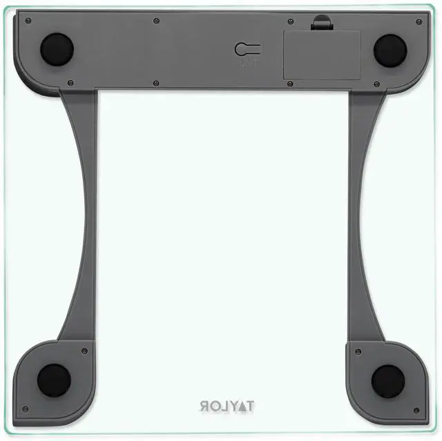 Alt view image 5 of 6 - Digital Glass Scale, Tracks Body Weight with Dependable Readings, Bathroom Device Measuring Up to 440 lb, Battery-Powered Model with Steady Platform for Daily Use, Clear