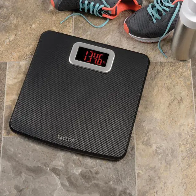 Alt view image 4 of 7 - Digital Bathroom Scale, Body Weight Scale 400 LB Capacity, Carbon Fiber Anti-Slip Mat, 11.8 x 11.8 Inch Platform, Black
