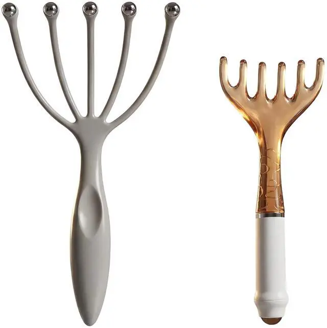Main image of Scalp Massager & Gua Sha Tool Set - Manual Head Massager, Massage Comb for Relaxation & Stress Relief (Grey & Brown)