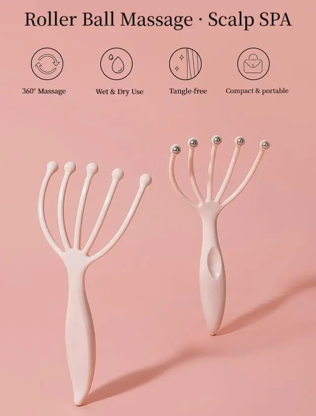 Alt view image 5 of 7 - Scalp Massager & Gua Sha Tool Set - Manual Head Massager, Massage Comb for Relaxation & Stress Relief (Grey & Brown)