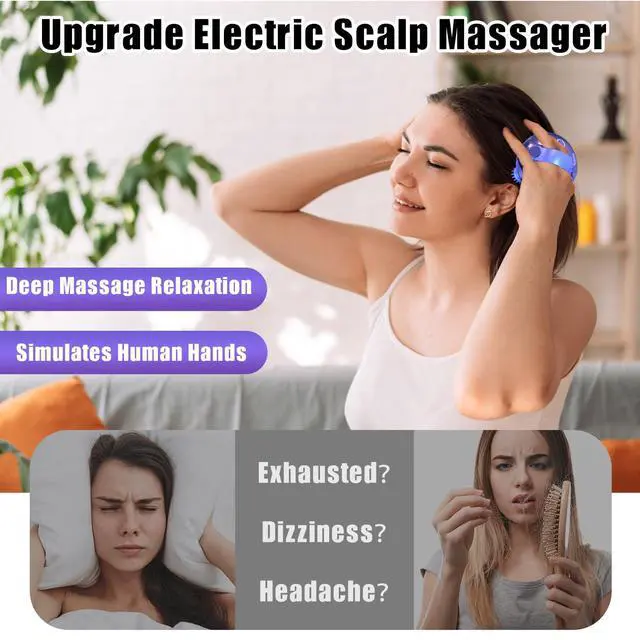 Alt view image 2 of 7 - Scalp Massager Electric, Portable Scalp Massager Tool, Waterproof Head Massage Stress Relax, Hair Massagers with 3 Speed Modes & 8 Massage Claws