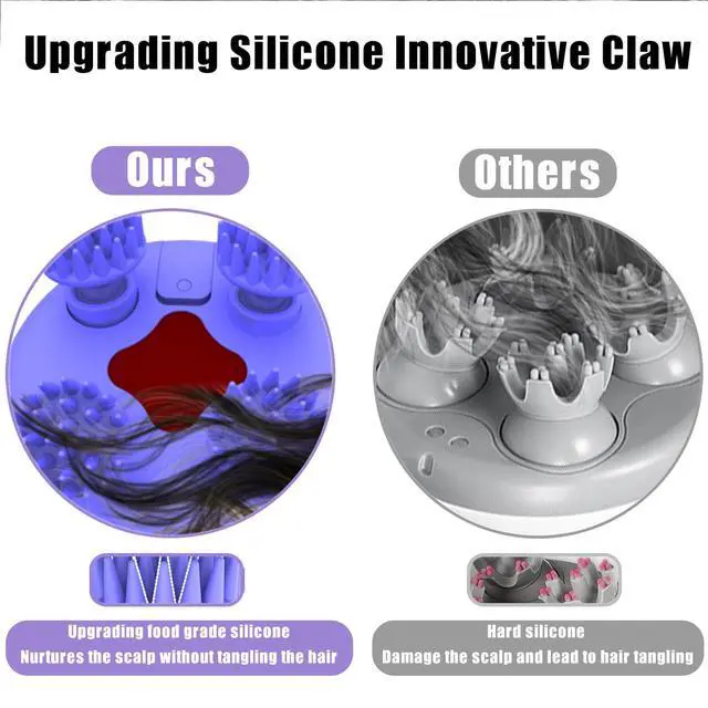 Alt view image 6 of 7 - Scalp Massager Electric, Portable Scalp Massager Tool, Waterproof Head Massage Stress Relax, Hair Massagers with 3 Speed Modes & 8 Massage Claws