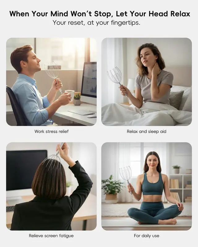 Alt view image 5 of 7 - Head Massager Scalp, Electric Scalp Massager with 20 Metal Fingers Head Scratcher & Hair Massage Tool, Waterproof Head Massage for Stress Relief, Stocking Stuffers Gift for Women & Men