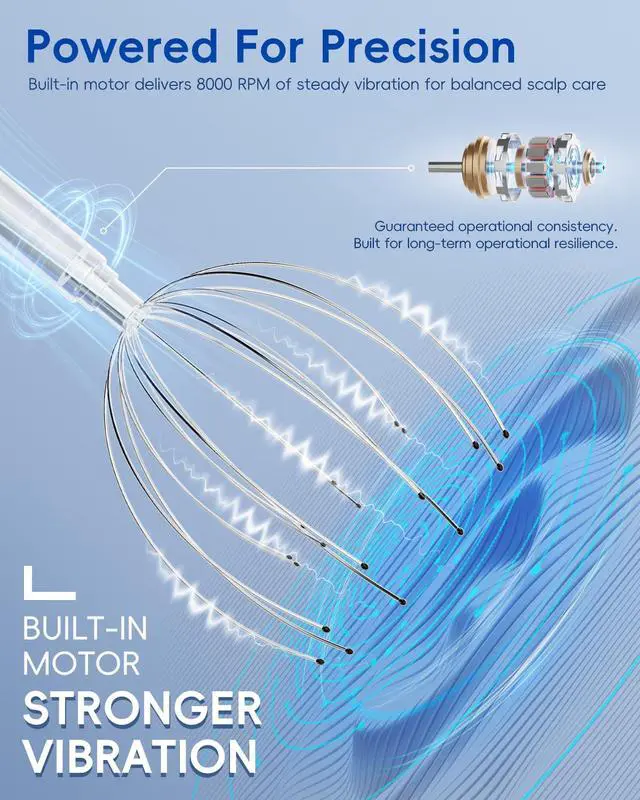 Alt view image 4 of 7 - Head Massager Scalp, Electric Scalp Massager with 20 Metal Fingers Head Scratcher & Hair Massage Tool, Waterproof Head Massage for Stress Relief, Stocking Stuffers Gift for Women & Men