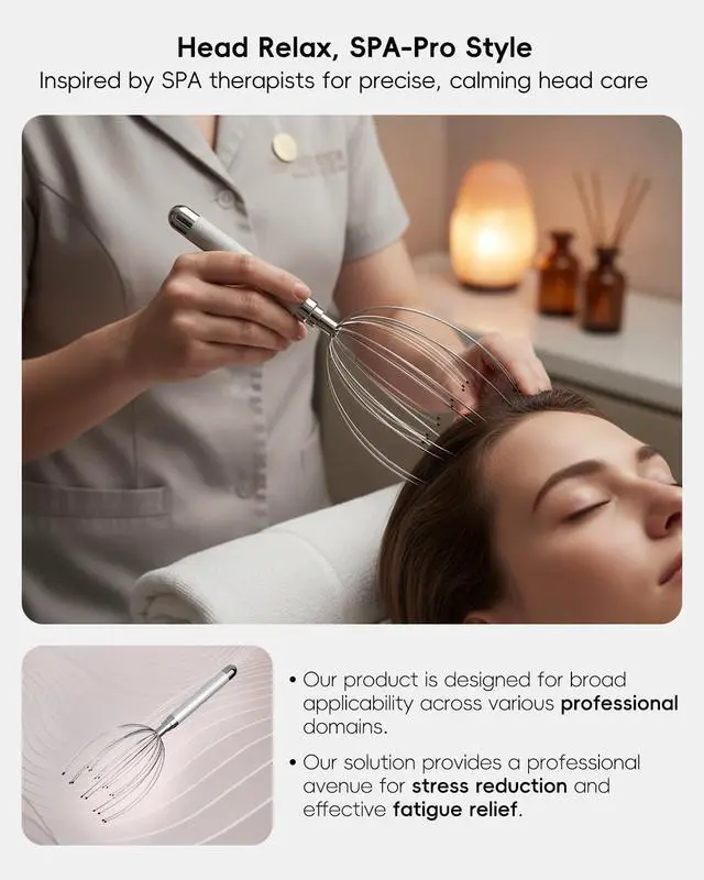 Alt view image 6 of 7 - Head Massager Scalp, Electric Scalp Massager with 20 Metal Fingers Head Scratcher & Hair Massage Tool, Waterproof Head Massage for Stress Relief, Stocking Stuffers Gift for Women & Men
