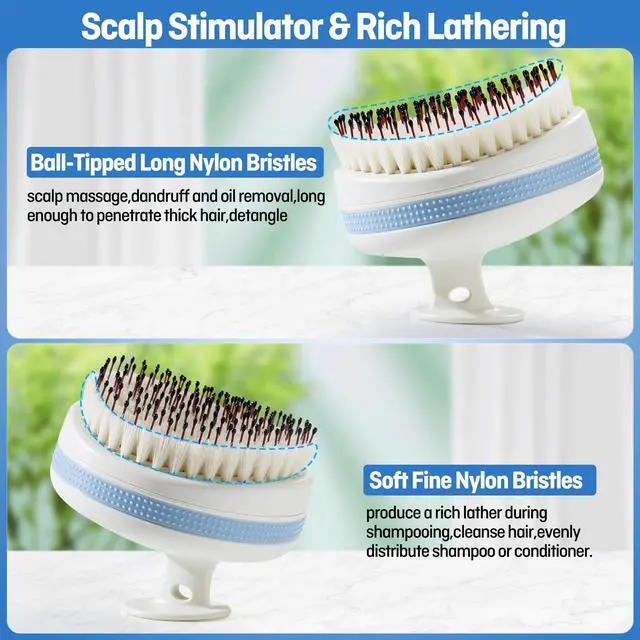 Alt view image 2 of 7 - Scalp Massager with Double-Layer Bristles,Anti-Slip Rich-Lathering Hair Washing Shampoo Brush,Curved Scalp Scrubber with Better Head Fit for Dandruff Removal,Wet&Dry Use Scalp Stimulator.