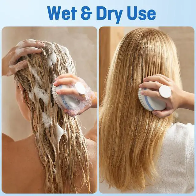 Alt view image 4 of 7 - Scalp Massager with Double-Layer Bristles,Anti-Slip Rich-Lathering Hair Washing Shampoo Brush,Curved Scalp Scrubber with Better Head Fit for Dandruff Removal,Wet&Dry Use Scalp Stimulator.