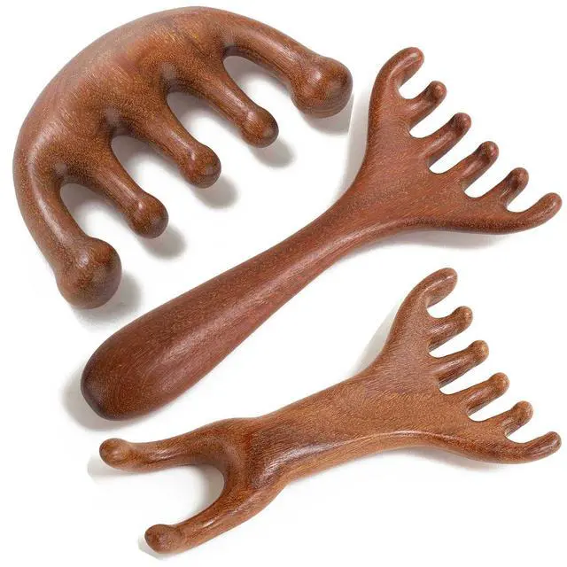 Main image of Scalp Massager Hair Growth, Foot Massage Tool, Wooden Massage Comb, Neck and Leg Massager - 3 Pack