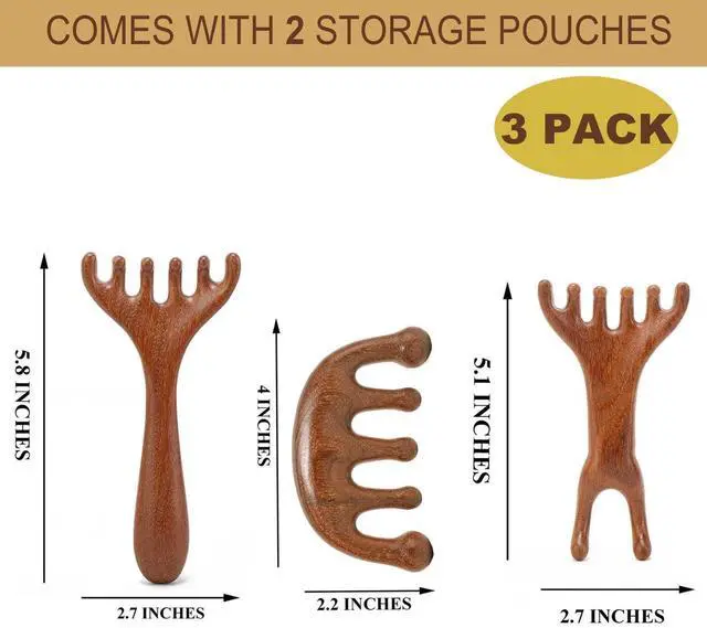 Alt view image 2 of 7 - Scalp Massager Hair Growth, Foot Massage Tool, Wooden Massage Comb, Neck and Leg Massager - 3 Pack