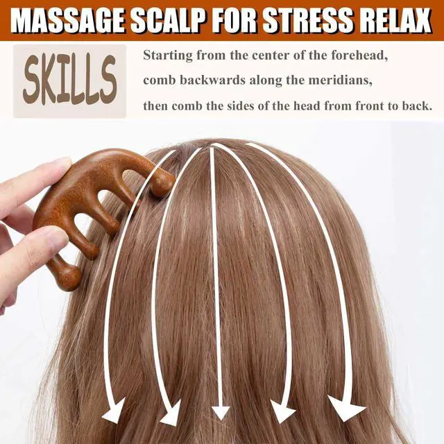 Alt view image 4 of 7 - Scalp Massager Hair Growth, Foot Massage Tool, Wooden Massage Comb, Neck and Leg Massager - 3 Pack