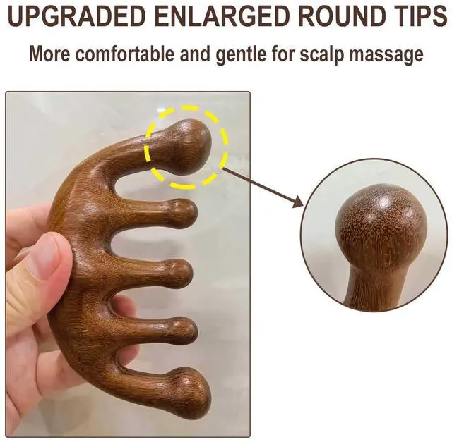 Alt view image 5 of 7 - Scalp Massager Hair Growth, Foot Massage Tool, Wooden Massage Comb, Neck and Leg Massager - 3 Pack