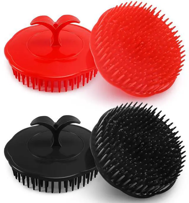 Main image of Scalp Scrubber Shampoo Brush 4 Pack, Scalp Massager for Hair Growth & Dandruff, Head Hair Scrubber for Shower & Dry Use, Massage Tool for Men Women Kids (2 Black + 2 Red)