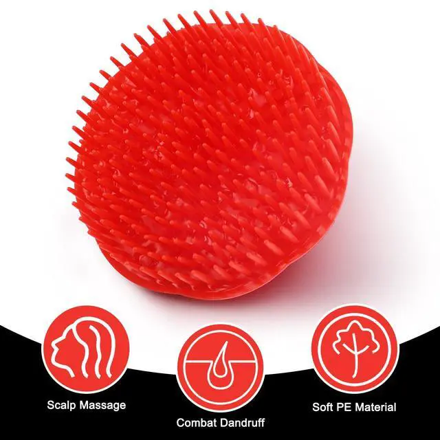 Alt view image 2 of 7 - Scalp Scrubber Shampoo Brush 4 Pack, Scalp Massager for Hair Growth & Dandruff, Head Hair Scrubber for Shower & Dry Use, Massage Tool for Men Women Kids (2 Black + 2 Red)
