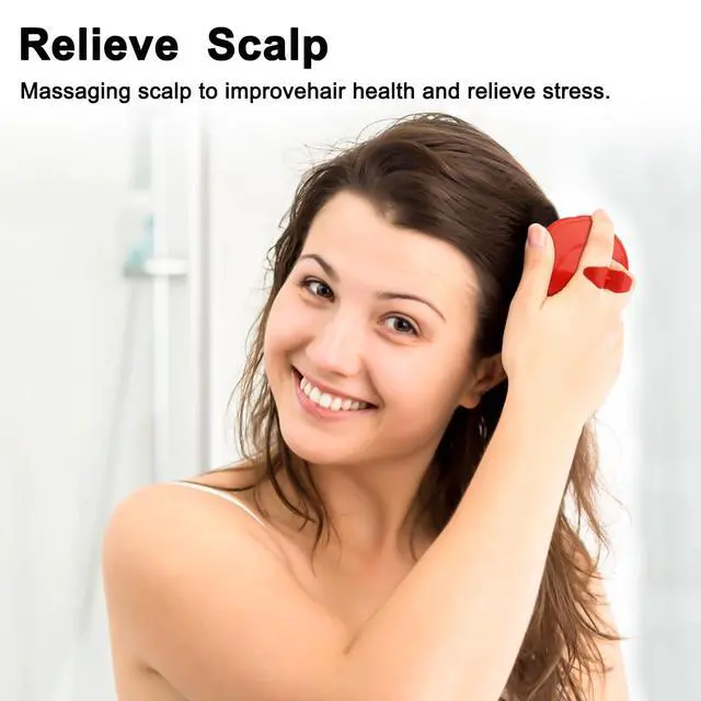 Alt view image 4 of 7 - Scalp Scrubber Shampoo Brush 4 Pack, Scalp Massager for Hair Growth & Dandruff, Head Hair Scrubber for Shower & Dry Use, Massage Tool for Men Women Kids (2 Black + 2 Red)