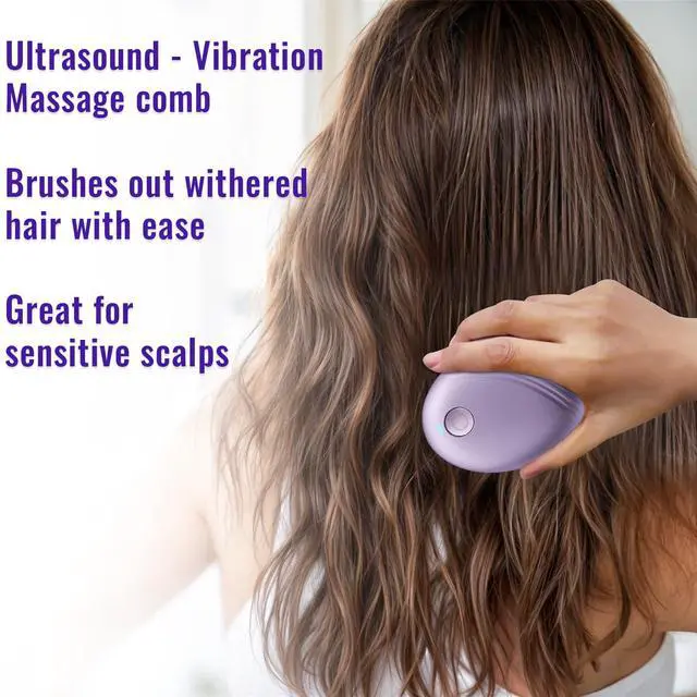 Alt view image 2 of 7 - Scalp Massager Hair Growth Brush - Electric Head Massager Relax Scalp Stress - Unique Birthday Gifts for Women - Sonic Vibration Comb for Stimulating Follicles - Purple