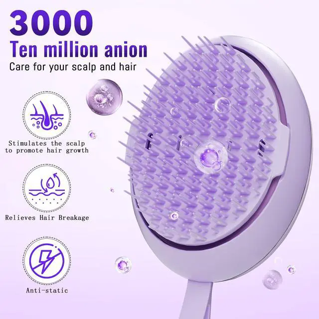 Alt view image 5 of 7 - Scalp Massager Hair Growth Brush - Electric Head Massager Relax Scalp Stress - Unique Birthday Gifts for Women - Sonic Vibration Comb for Stimulating Follicles - Purple